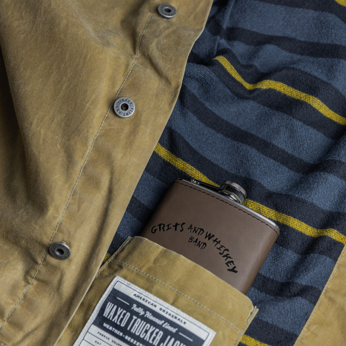 Grits_and_Whiskey_Band_Flask_Dk_Brown_Lifestyle_Mockup.png